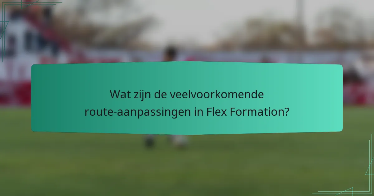 Wat zijn de veelvoorkomende route-aanpassingen in Flex Formation?